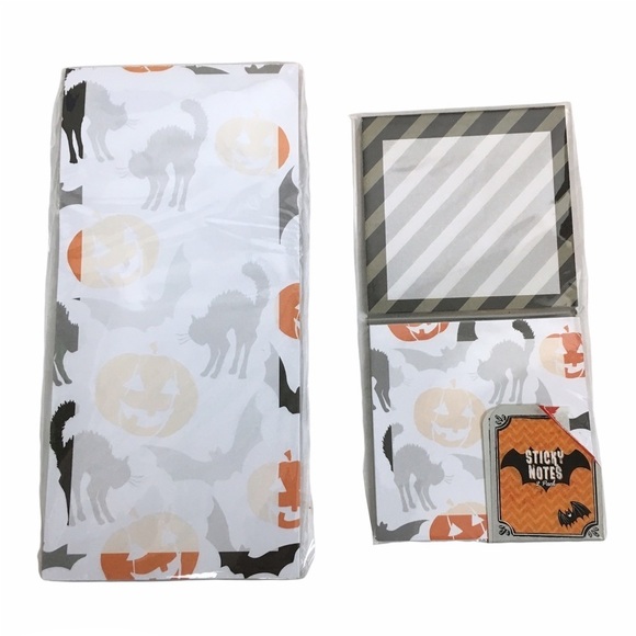 Halloween Planner Stationery Kit Black Cats Pumpkins Bats List Pad Sticky Notes - Picture 1 of 3